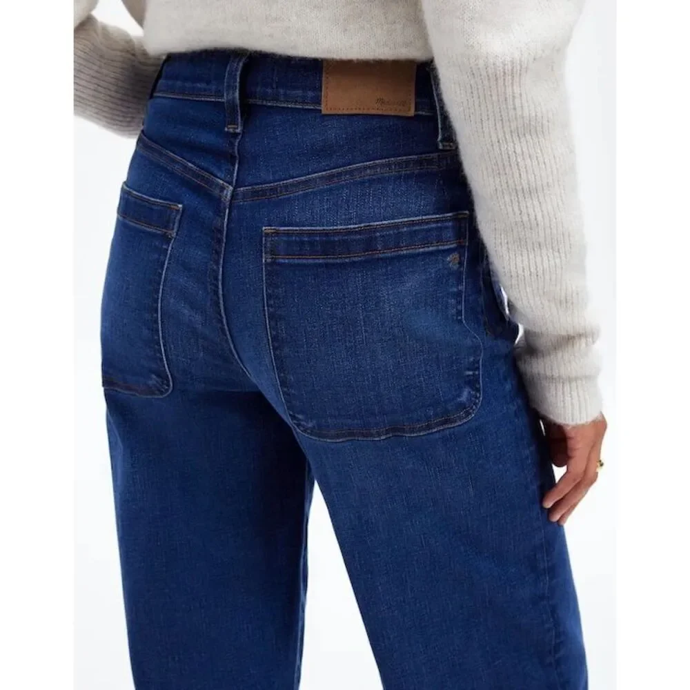 Madewell The Emmett Wide-Leg Full Length Jean Patch Pocket Allentown Wash 24 NWT